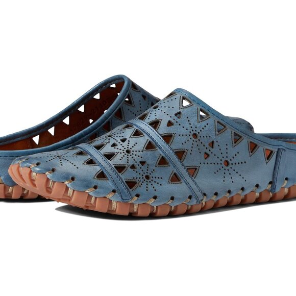 Spring Step Fusilade blue leather cutout mules slip-on shoes women's 38 / 7.5–8 - Picture 2 of 8